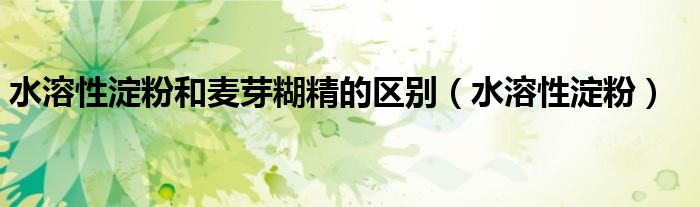水溶性淀粉和麦芽糊精的区别（水溶性淀粉）