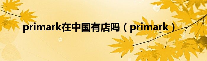 primark在中国有店吗（primark）