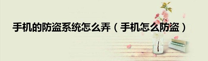 手机的防盗系统怎么弄（手机怎么防盗）