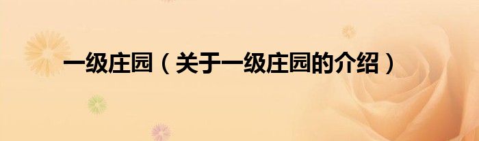 一级庄园（关于一级庄园的介绍）