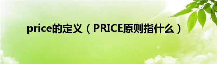 price的定义（PRICE原则指什么）