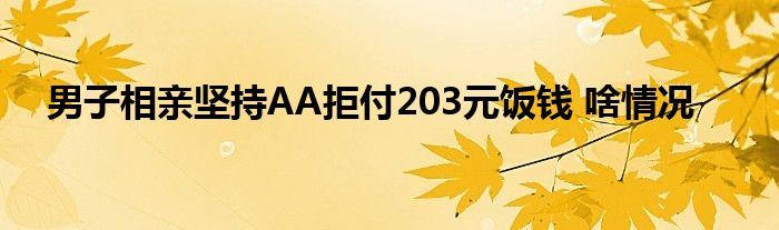 男子相亲坚持AA拒付203元饭钱 啥情况