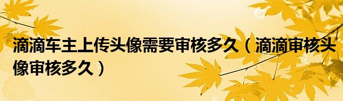 滴滴车主上传头像需要审核多久（滴滴审核头像审核多久）